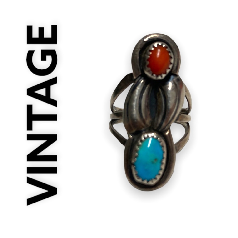 Native Vintage turquoise & Coral/Ring!!!